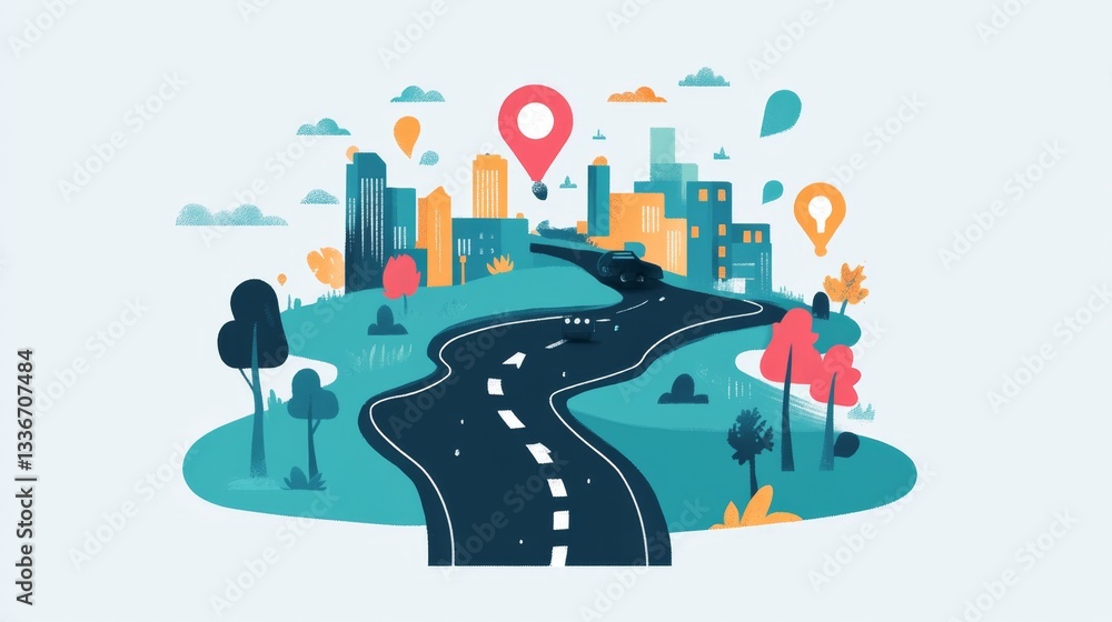 Obraz premium Visualize success and achievement global perspective roadmap gigapixel digital environment motivational concept