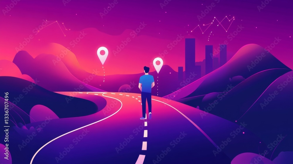 Obraz premium Visualize success and achievement global reach infographic digital space aerial view roadmap concept