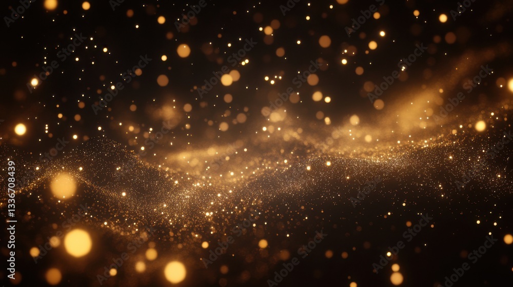 Obraz premium Golden particles swirl and shimmer in a mesmerizing display of light and texture
