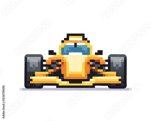 Obraz na płótnie 8-bit racing car vector: colorful pixel art car front view, retro car illustration front view for games, web and print w salonie