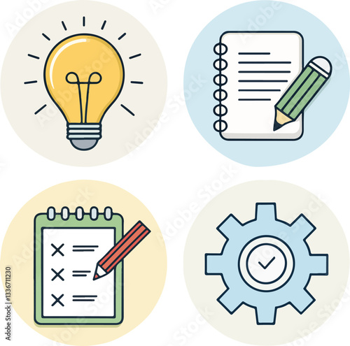 Idea Icon Set with Editable Stroke   Creativity and Innovation Symbols