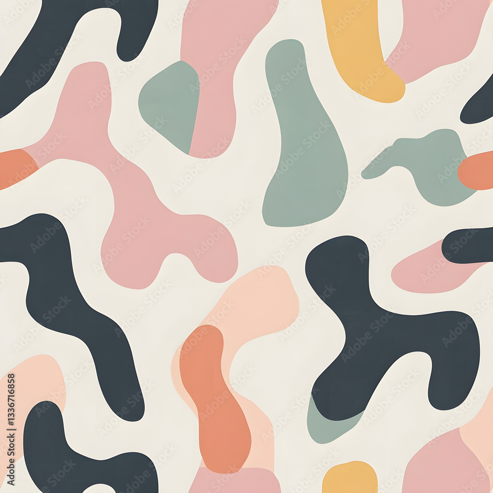 Pastel pattern with abstract organic shapes, design for textile, wallpaper Pastel pattern with abstract organic shapes, design for textile, wallpaper