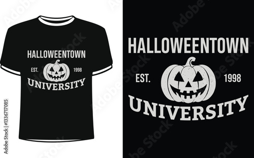 Halloween est. 1998 University t shirt design with Scary Pumpkin