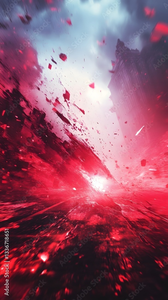 Celestial Inferno: A surreal digital painting capturing a dramatic landscape of vibrant red hues. The sky ablaze, jagged rocks and celestial glow. Celestial Inferno: A surreal digital painting capturing a dramatic landscape of vibrant red hues. The sky ablaze, jagged rocks and celestial glow.