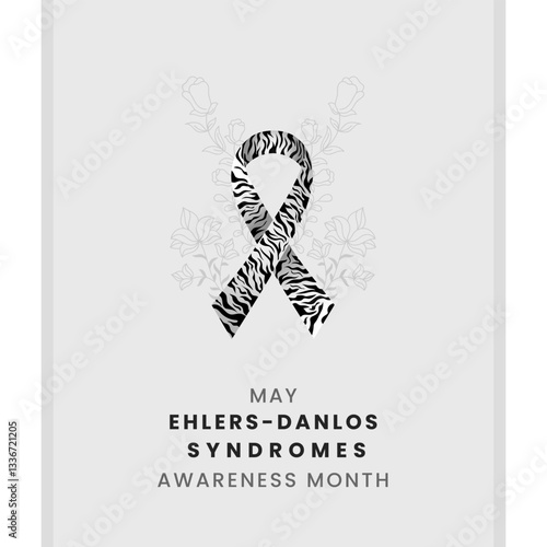 Ehlers Danlos Syndromes cancer awareness month background design with Zebra Colored Black and White silk ribbon.
