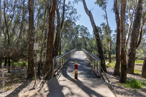 Canvas Print The suspension bridges in Bullawah Cultural Trail, Wangaratta Australia represent the coming together between indigenous and non-indigenous people