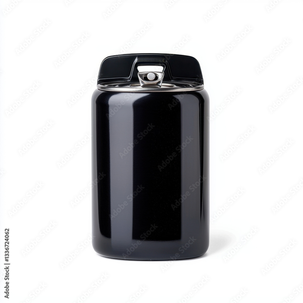 Sleek black canister with a modern aesthetic displayed on a clean surface offering ample copy space for stylish kitchen and storage imagery Sleek black canister with a modern aesthetic displayed on a clean surface offering ample copy space for stylish kitchen and storage imagery