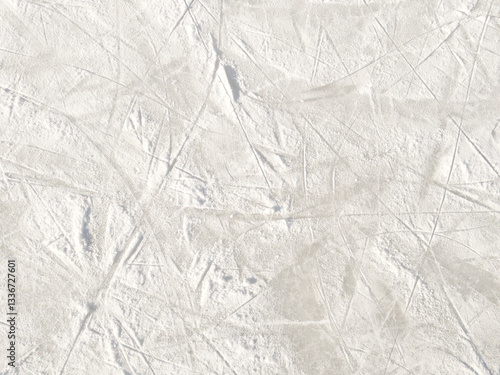 Ice background with marks from skating and hockey. Ice hockey rink scratches surface