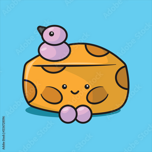 kawai cheese icon cute doodle vector