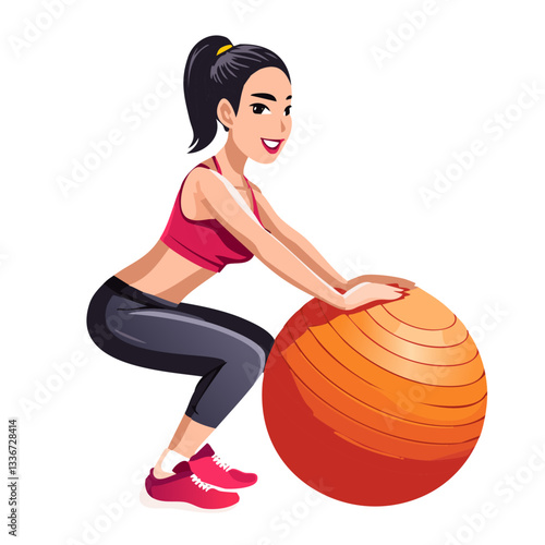 woman with excercise ball