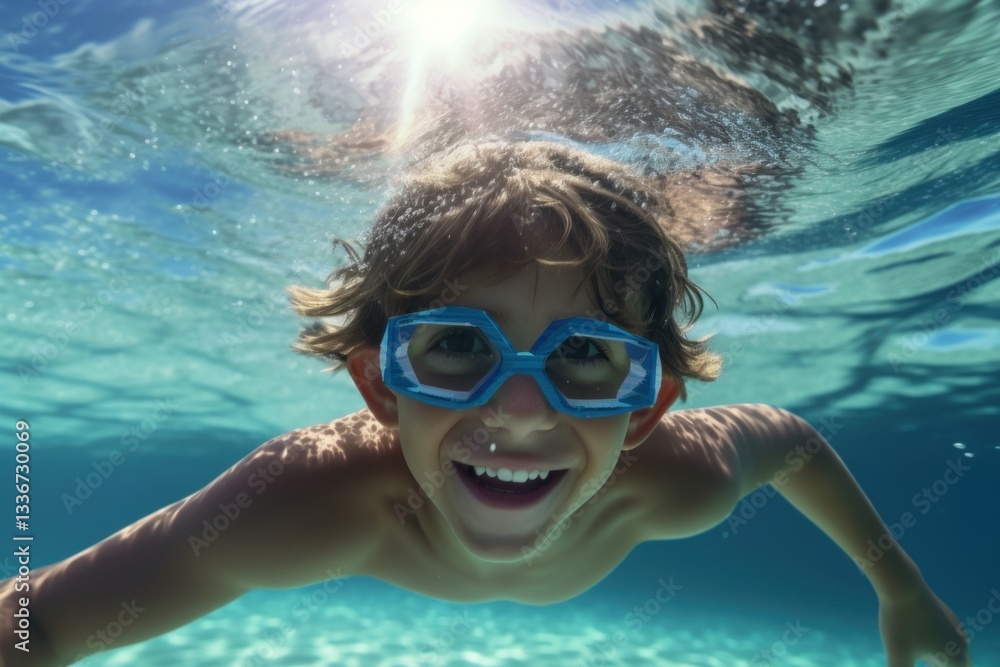 Naklejka premium Summer underwater swimming glasses.
