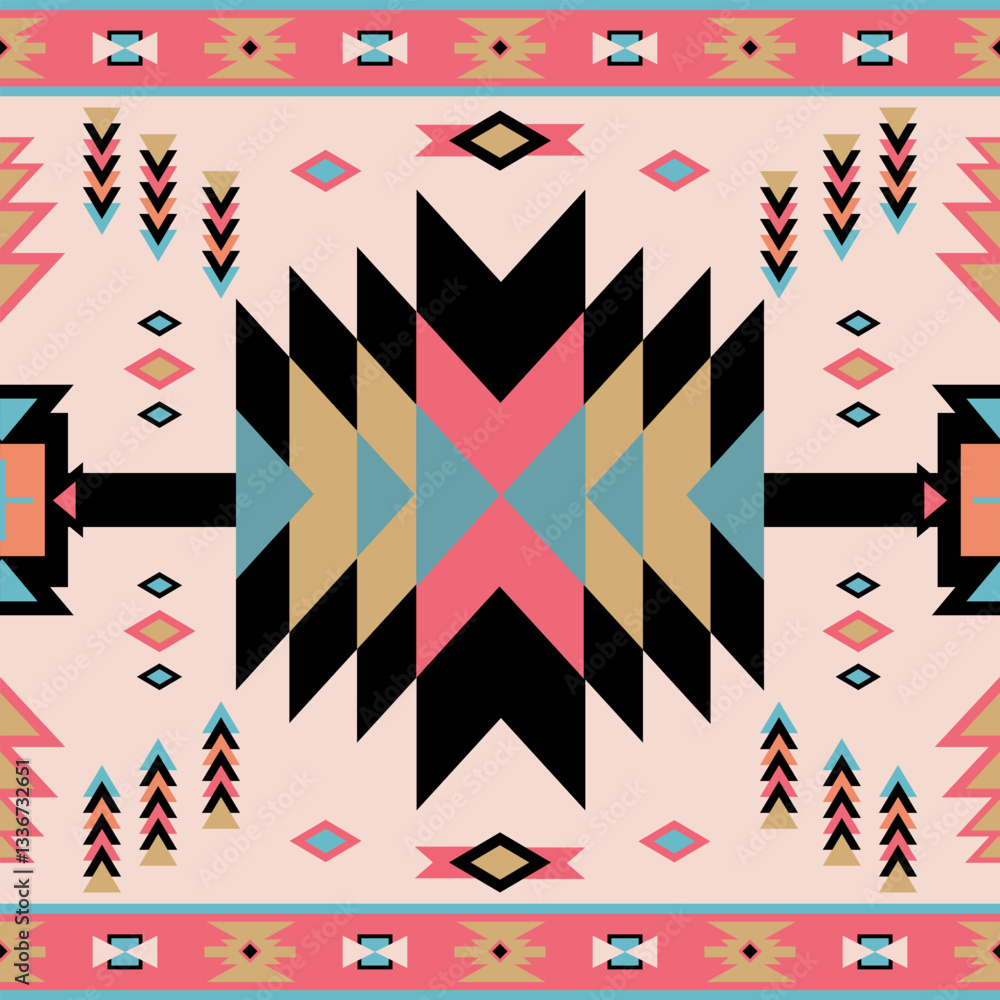 Obraz premium Abstract ethnic geometric pattern design for background or wallpaper.