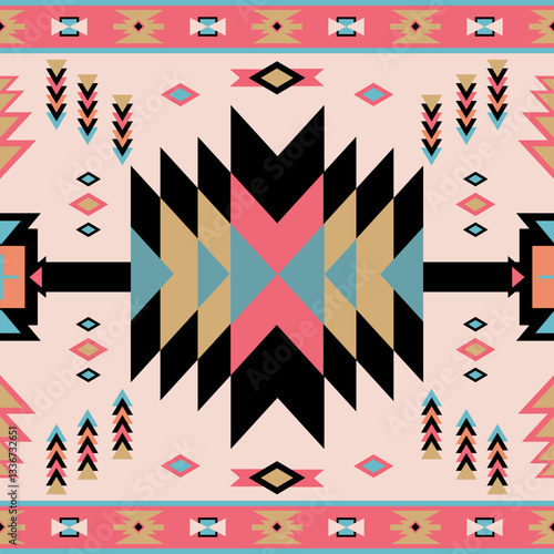 Abstract ethnic geometric pattern design for background or wallpaper.
