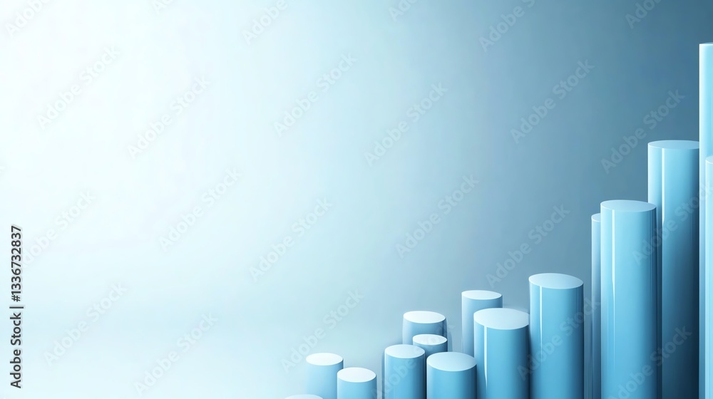Abstract 3D corporate bar graph in soft blue tones, financial growth and analytics Abstract 3D corporate bar graph in soft blue tones, financial growth and analytics
