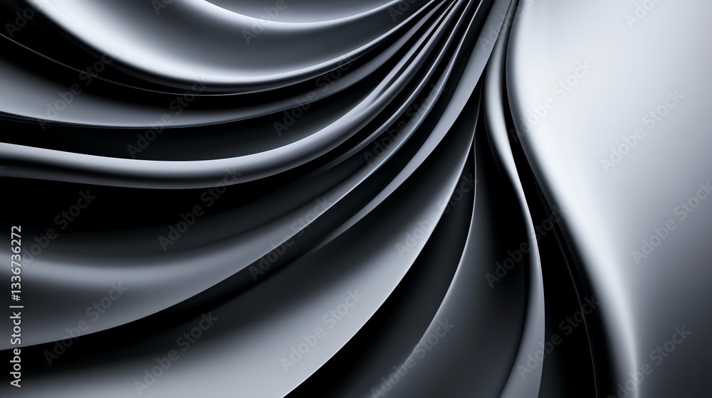 Elegant black satin folds with soft highlights, premium and stylish composition Elegant black satin folds with soft highlights, premium and stylish composition