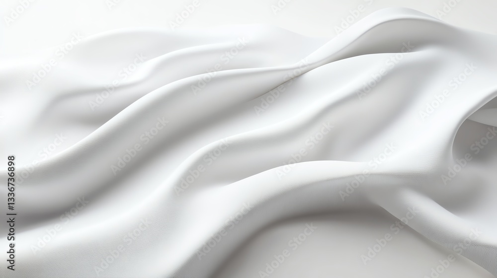Fototapeta premium Elegant white 3D folded fabric render with soft shadows, luxurious and minimal