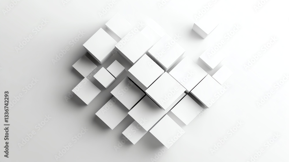 Fototapeta premium Abstract 3D cube clusters with reflective surfaces, dynamic and futuristic
