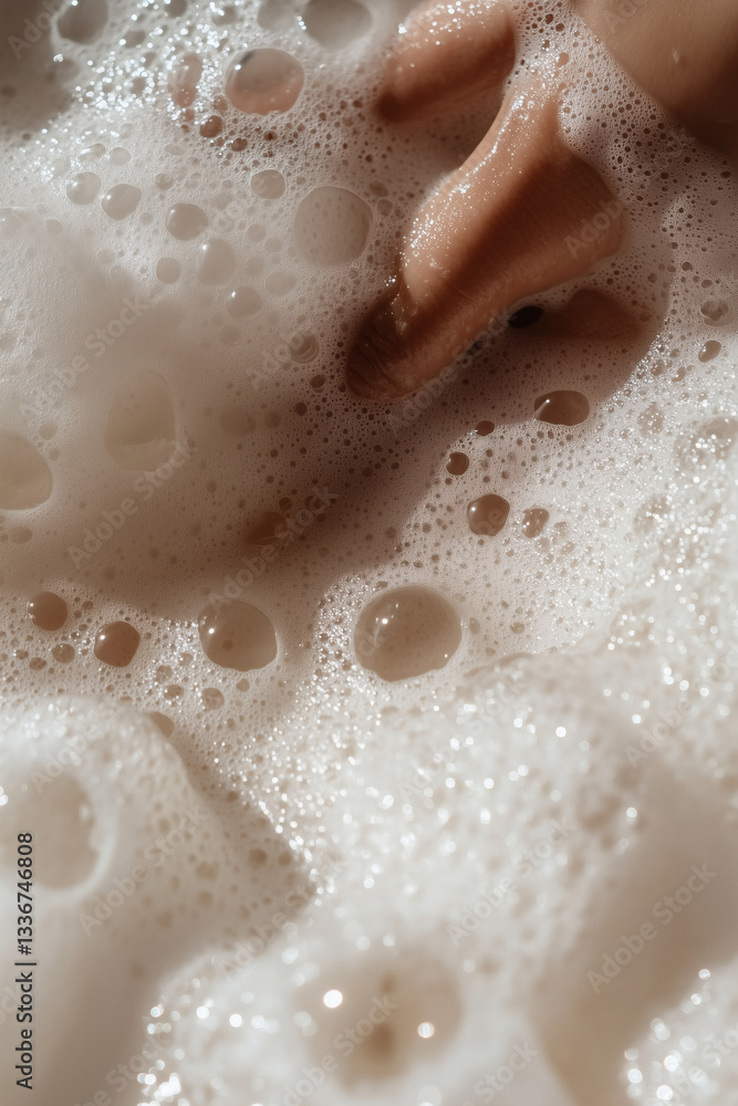 Hand playing in bubbly, sudsy water. Hand playing in bubbly, sudsy water.