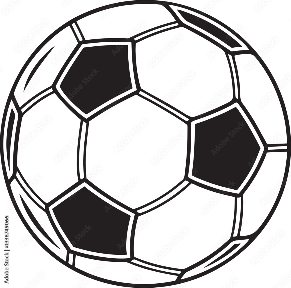 Black and White Soccer Ball Icon - Simple Football Symbol, Vector Design Black and White Soccer Ball Icon - Simple Football Symbol, Vector Design
