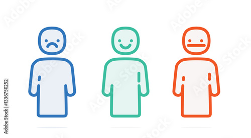 Vector set of emotion lines: a collection of minimalist human figures created with lines that depict a wide range of emotions. Perfect for design, illustrations, and web graphics
