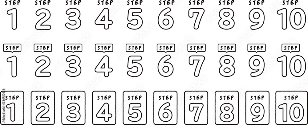 数字 アイコン 手描き風 セット 数字 アイコン 手描き風 セット
