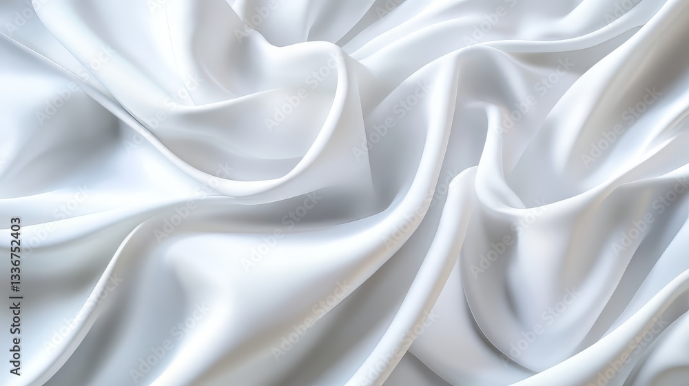 Obraz premium Flowing white silk with soft reflections