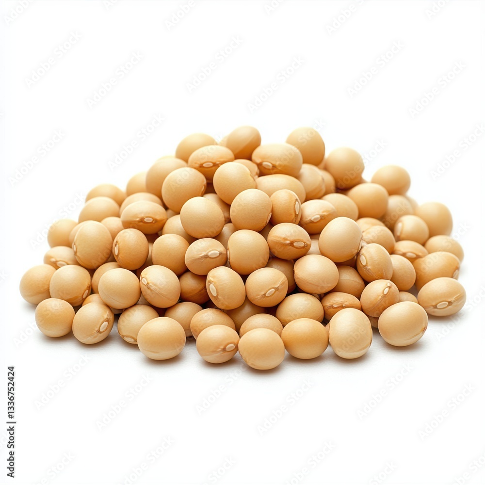 pile of raw soybeans isolated on a white background showcasing their round shape smooth texture and natural golden color pile of raw soybeans isolated on a white background showcasing their round shape smooth texture and natural golden color