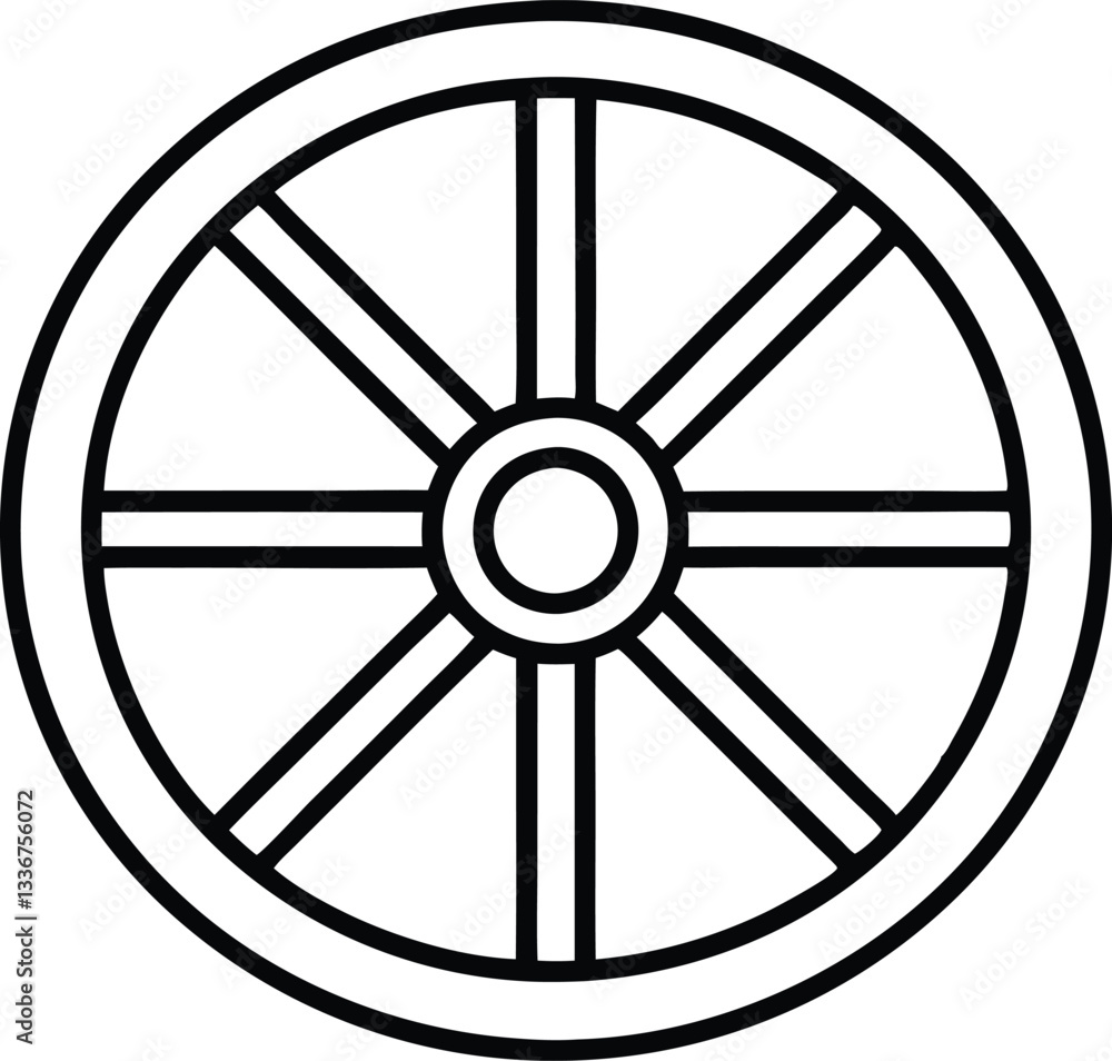 Wagon wheel line art vector, wagon wheel icon Wagon wheel line art vector, wagon wheel icon