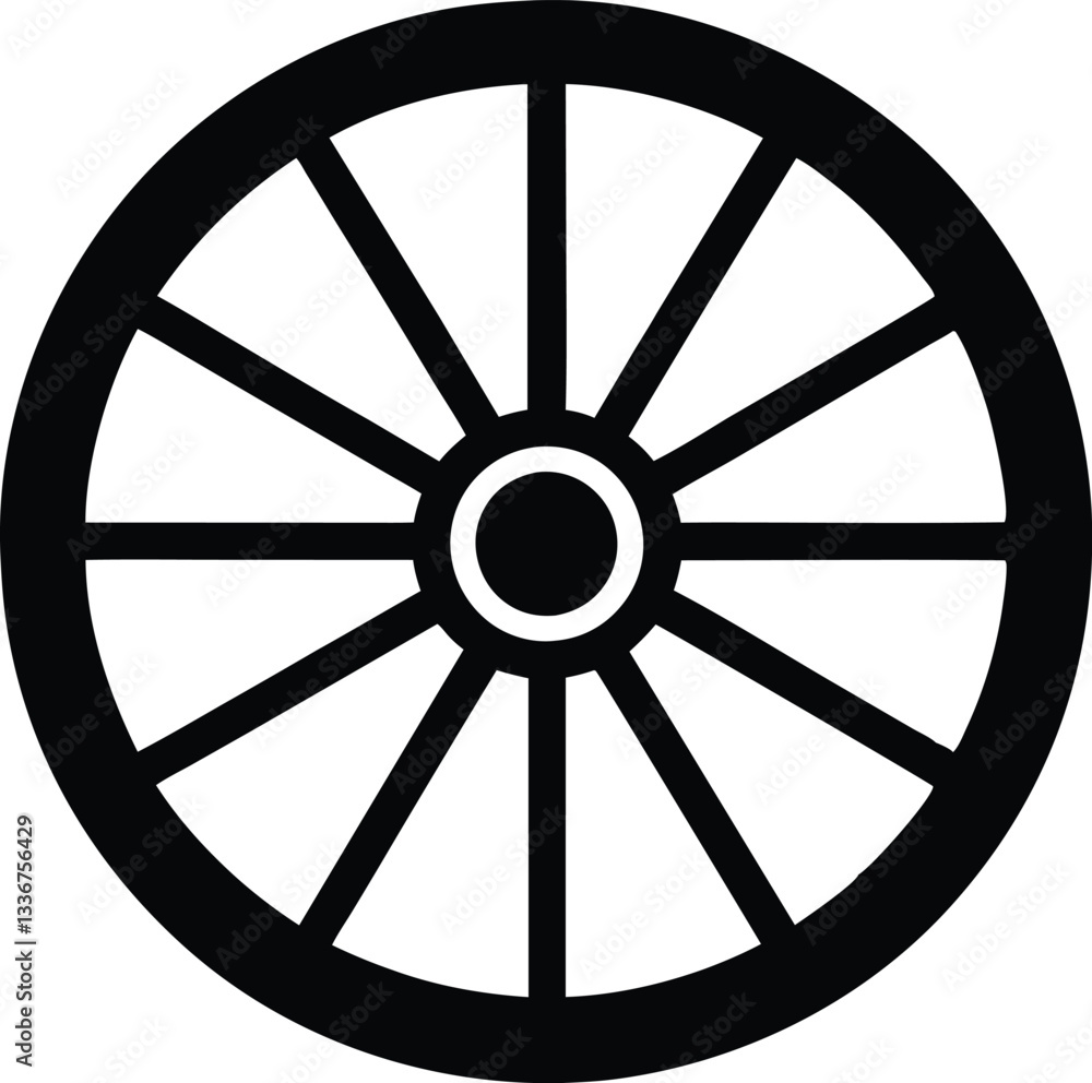 Wagon wheel silhouette vector, Wagon wheel icon Wagon wheel silhouette vector, Wagon wheel icon