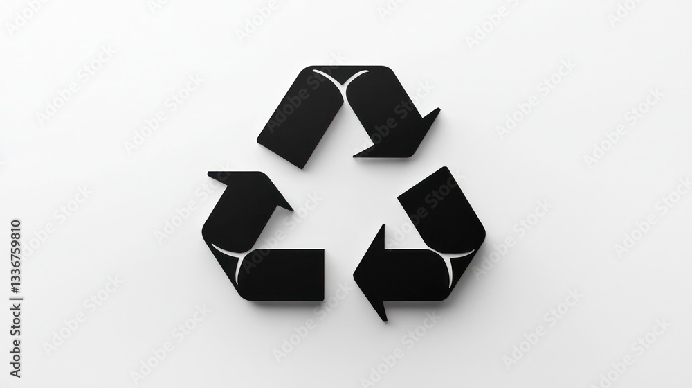Recycling symbol on white wall Recycling symbol on white wall