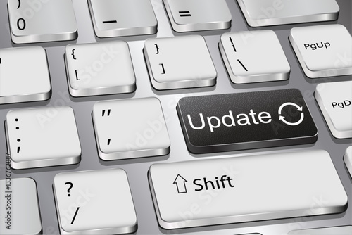 Update: the inscription on the keyboard button. Black color. Vector graphics.
