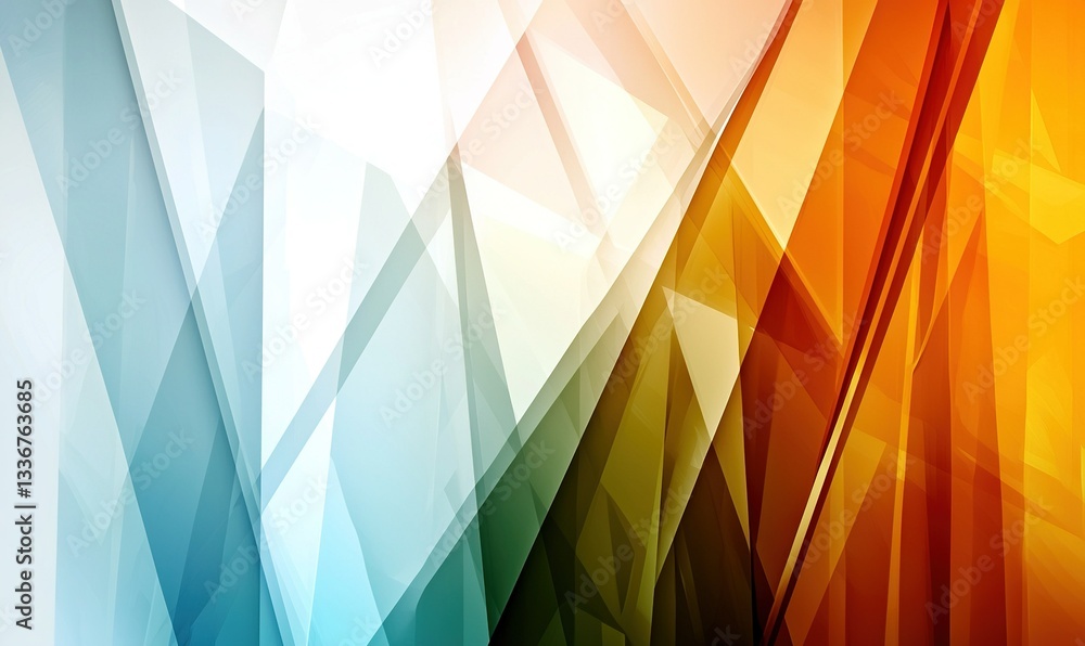Abstract background with geometric shapes in blue, white, green, and warm orange tones creating a modern, dynamic design Abstract background with geometric shapes in blue, white, green, and warm orange tones creating a modern, dynamic design