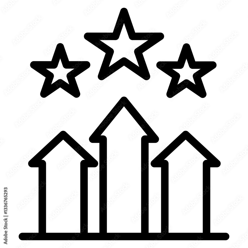 Progress Icon with Bright Rising Stars Icon Progress Icon with Bright Rising Stars Icon