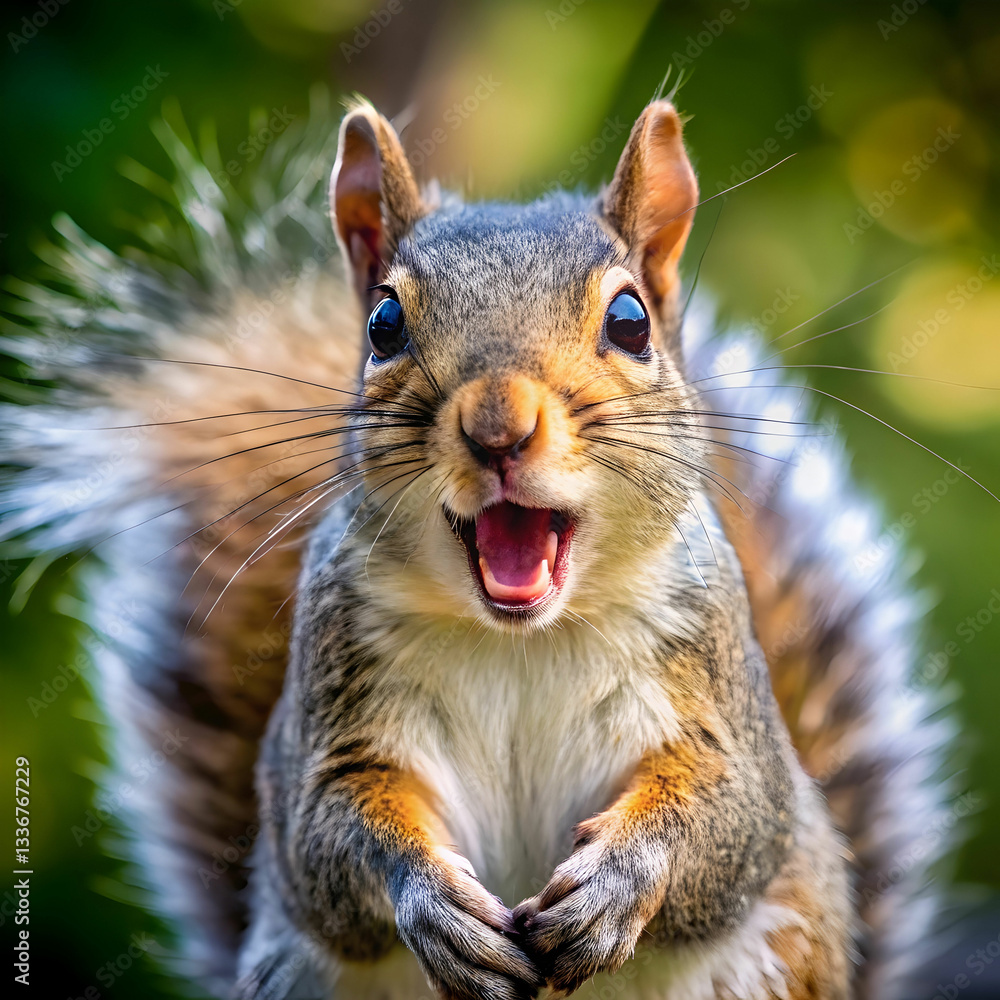 a fluffy hairy squirrel with loud expressions with a fluffy hairy squirrel with loud expressions with