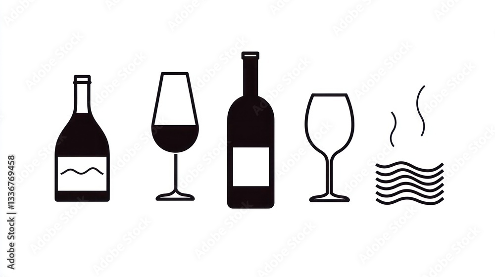 Wine Icons, Simple Design