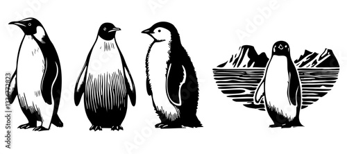 silhouette of a cartoon penguins