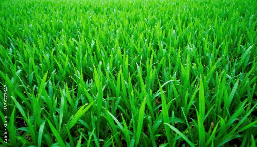 Obraz premium The green grass texture is a vibrant mix of varying shades of green, from deep emerald to soft mint, creating a lush and inviting appearance