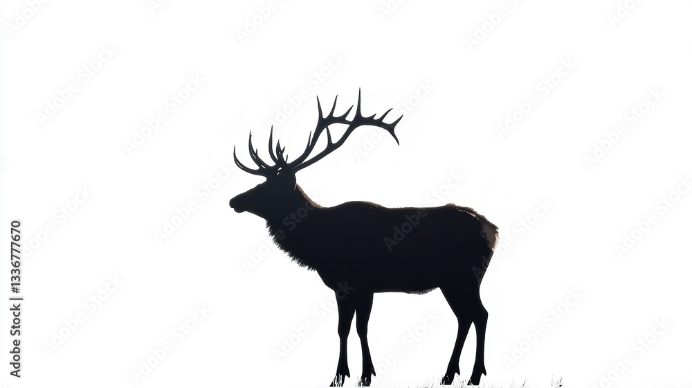 Obraz premium ELK silhouette on white background