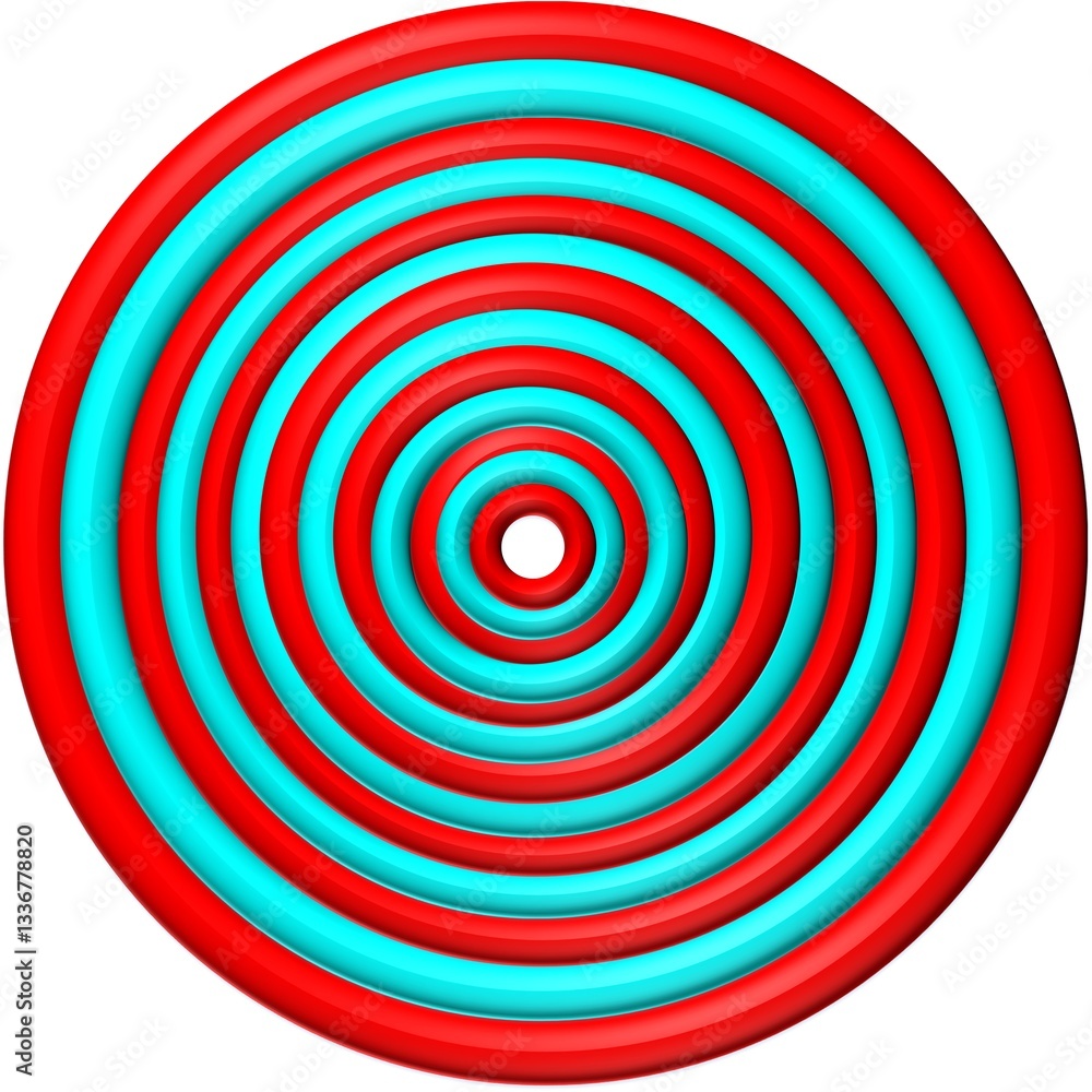 Obraz premium Radial hypnotic concentric red blue circle