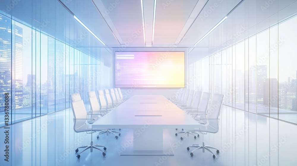 Fototapeta premium Modern Conference Room with City View