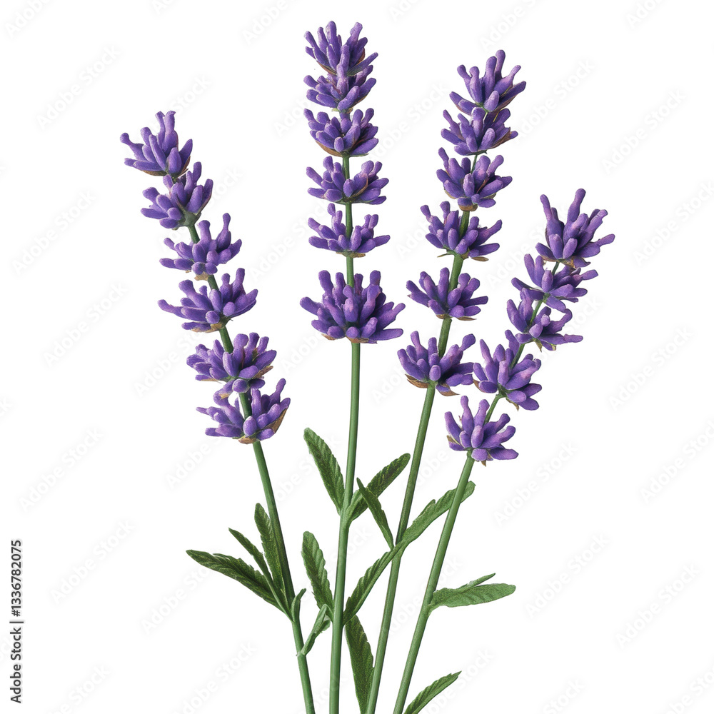 Beautiful Lavender Blooms in Full Bloom on a white background. Beautiful Lavender Blooms in Full Bloom on a white background.