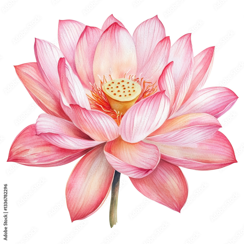 Beautiful Pink Lotus Flower Illustration on a white background. Beautiful Pink Lotus Flower Illustration on a white background.