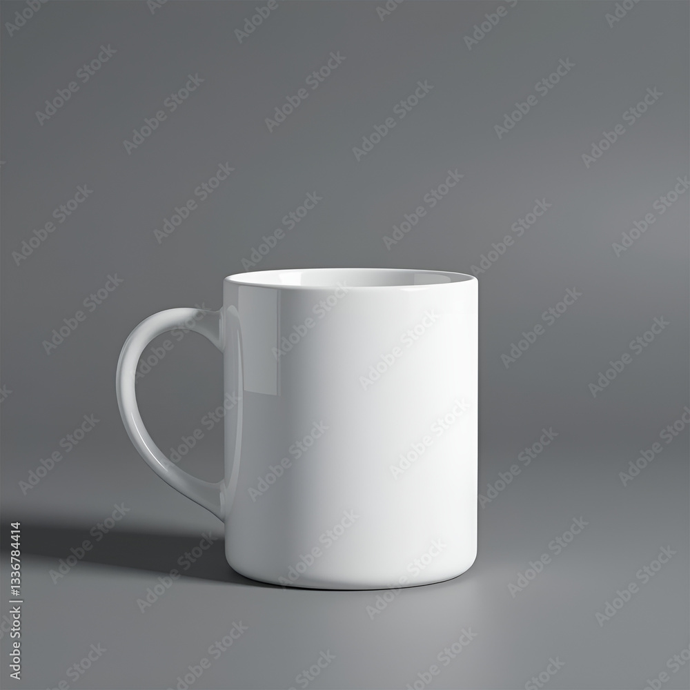 Obraz premium White Ceramic Mug on Gradient Gray Background