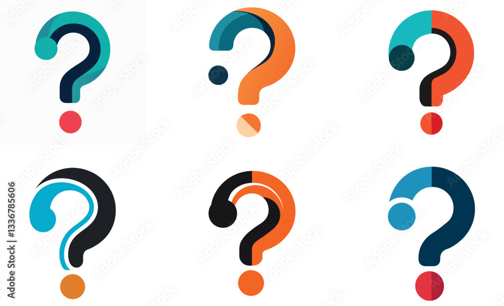 Colorful Question Mark Icon Set, Modern, Flat, Minimal Design Colorful Question Mark Icon Set, Modern, Flat, Minimal Design