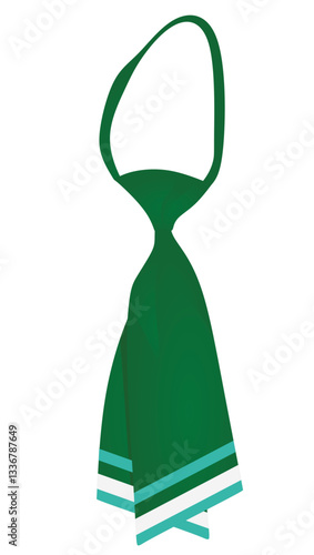 Green female necktie tie. vector