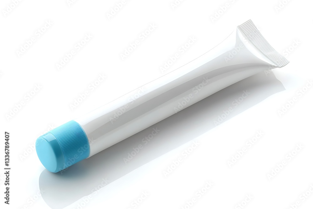 Isolated Dental Care Toothpaste Tube with Cap on White Background Isolated Dental Care Toothpaste Tube with Cap on White Background