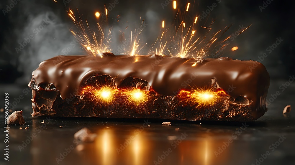 Sparkling Chocolate Bar on Dark Surface
