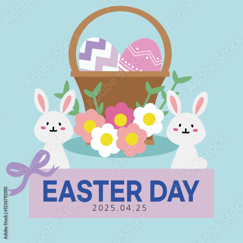 Easter Bunny, Flowers, and Basket Delight
