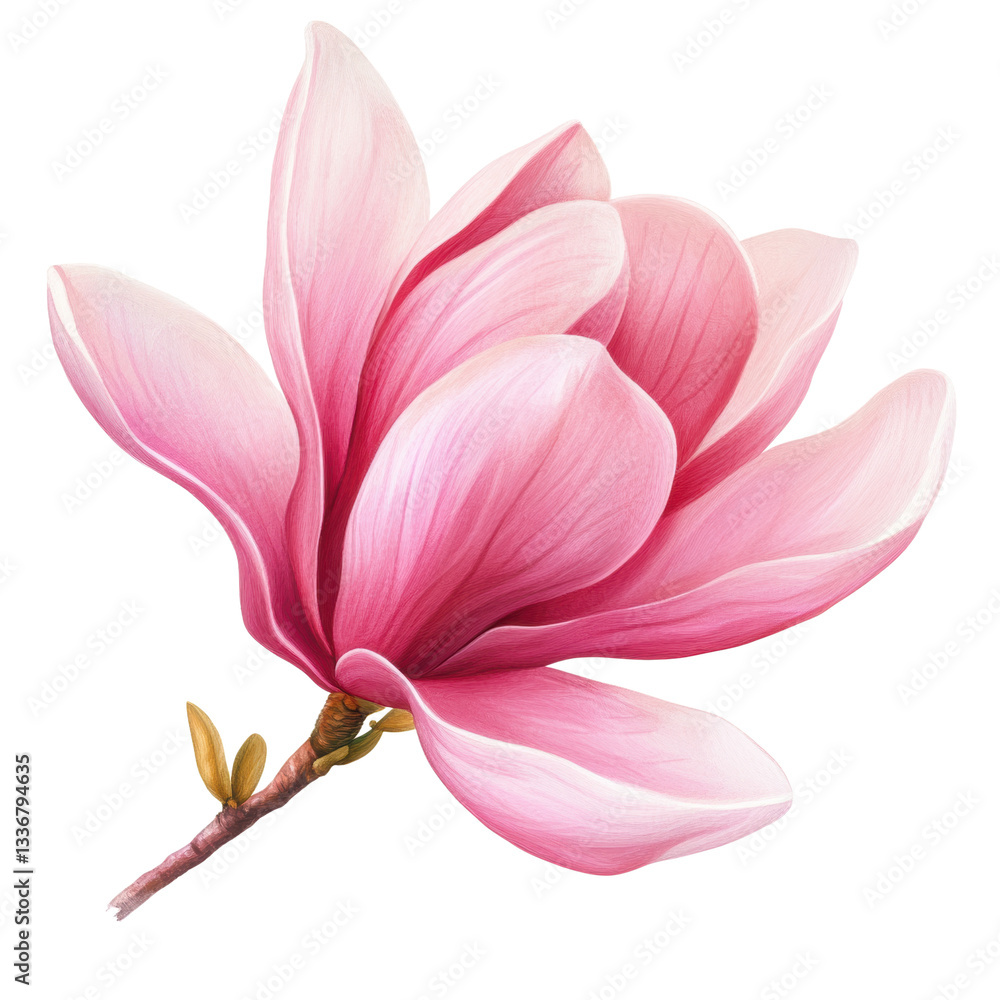 Fototapeta premium Exquisite Pink Magnolia Blossom with Transparent Background