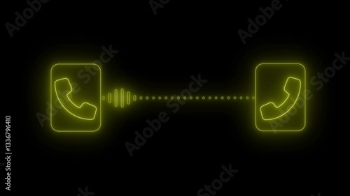 Neon Phone Calling audio animation, Glowing phone calling audio wave animated, symbolizing a phone call or communication